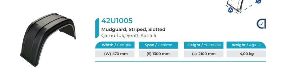 CAMURLUK 470 X 1300 X 2100 MM  USTU DUZ SERITLI KANALLI
